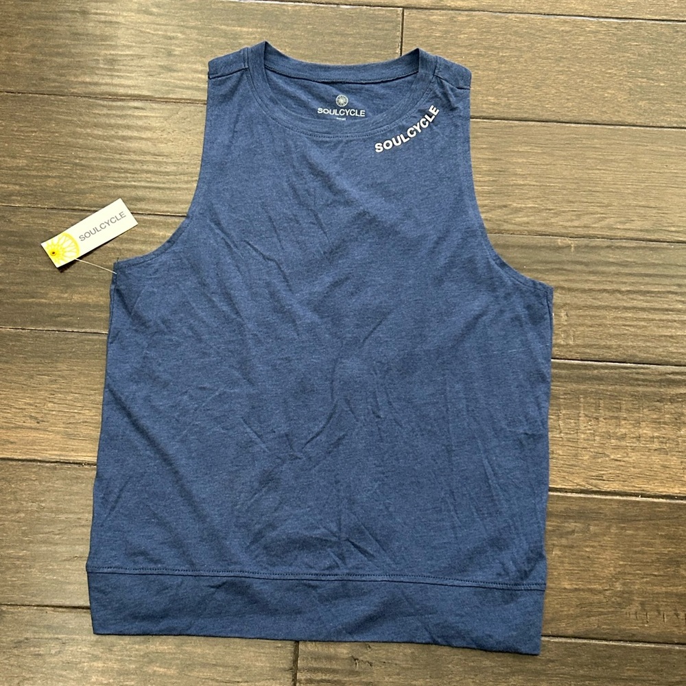 Soulcycle Tank Top Womens Small Banded Crop Peacoat Blue READ